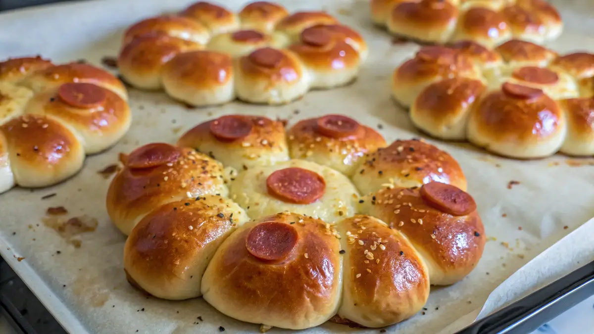 Array of Flower Shaped Savory Pastry on a platter