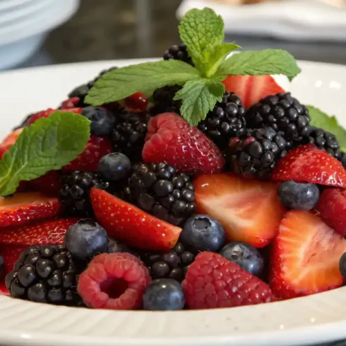 A colorful Berry Fruit Salad served in a bowl.