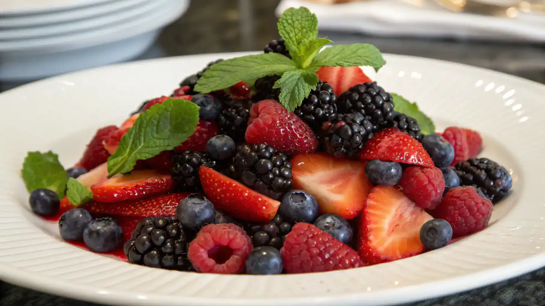A colorful Berry Fruit Salad served in a bowl.
