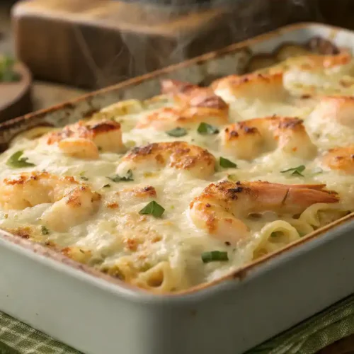 Cheesy Shrimp Scampi Pasta Bake