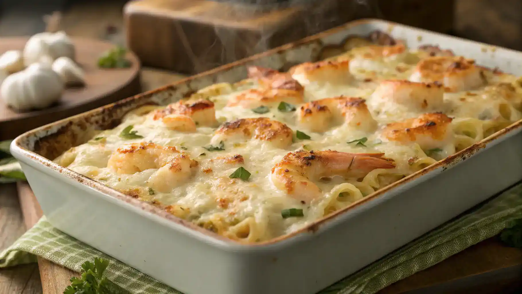 Cheesy Shrimp Scampi Pasta Bake