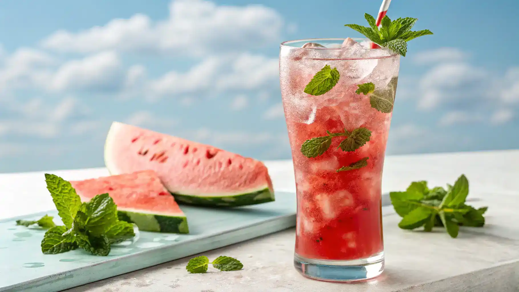 Glass of Watermelon Mint Lemonade