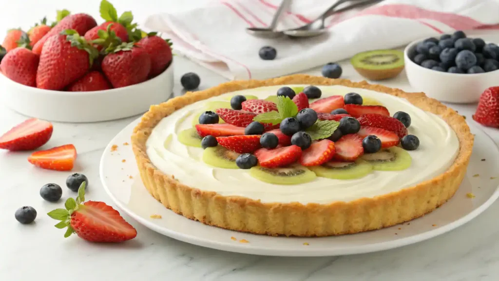 Finished No-Bake Greek Yogurt Fruit Tart