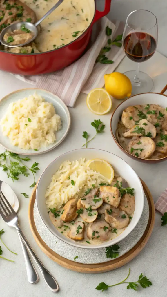 Serving suggestions for Creamy Chicken & Mushrooms.