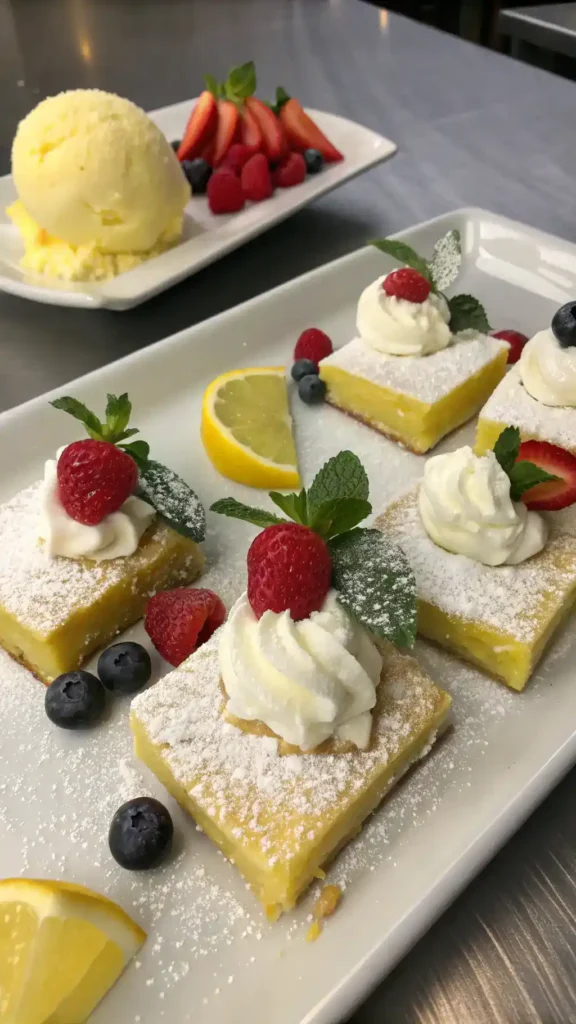 Serving suggestions for Lemon Drop Bars displayed with various toppings.