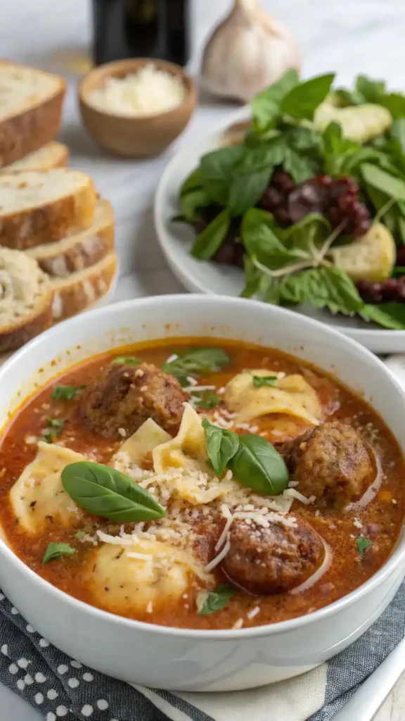 How to Serve Tortellini Meatball Soup