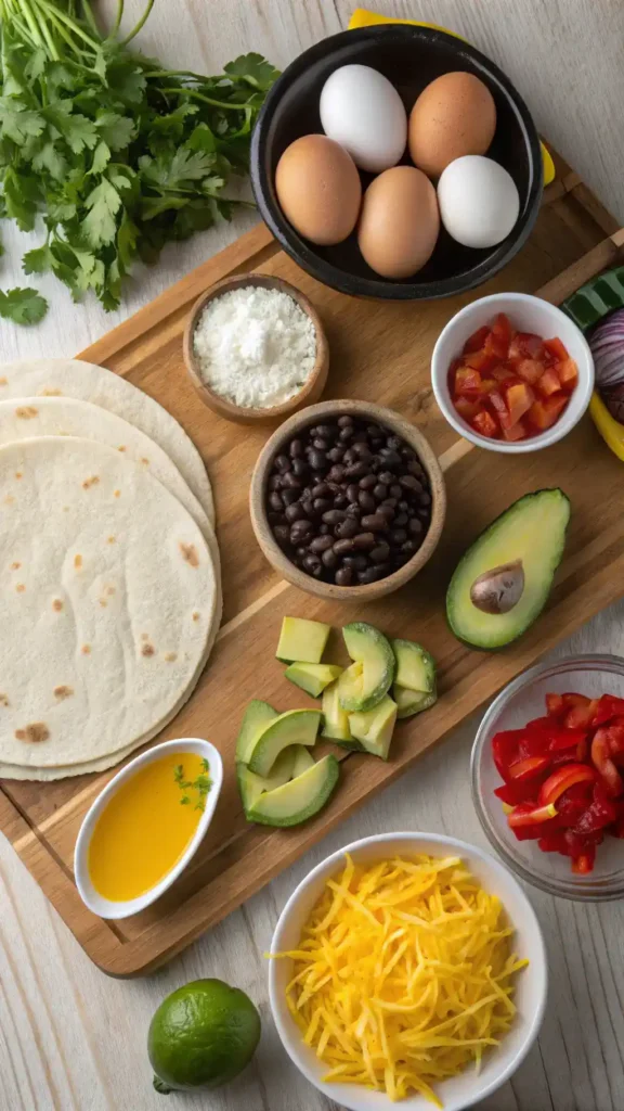 Ingredients for breakfast tacos