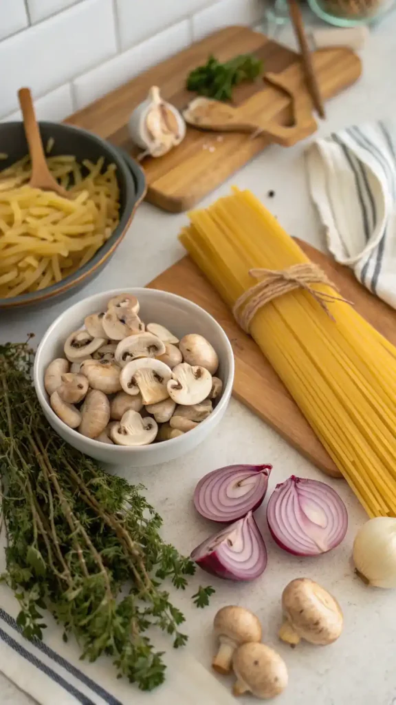 Ingredients for Mushroom Pasta