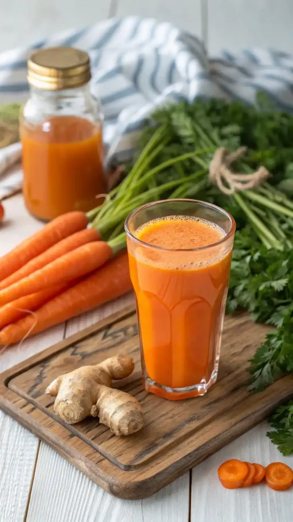 Freshly made Carrot Ginger Juice