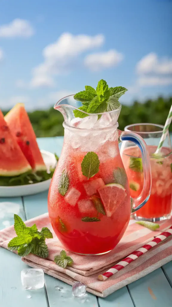 Pitcher of Watermelon Mint Lemonade