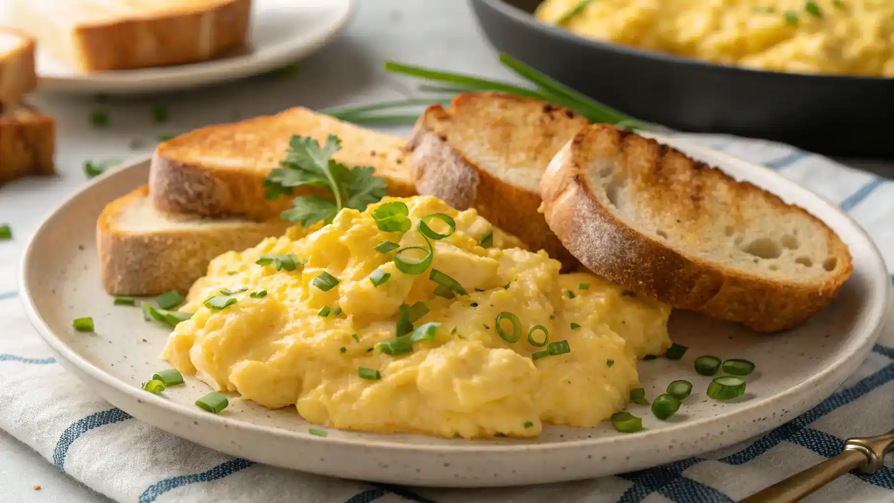 Soft scrambled eggs on a plate