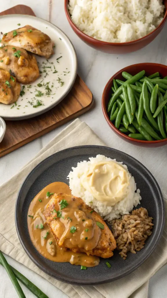 Serving suggestions for smothered chicken.
